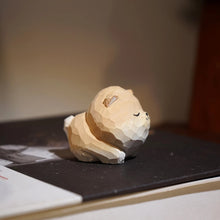 Load image into Gallery viewer, Handmade Wood Carved Blissful Shiba Inu Tiny Figurine-2