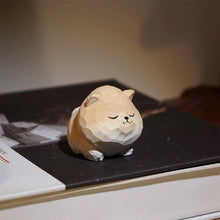 Load image into Gallery viewer, Handmade Wood Carved Blissful Shiba Inu Tiny Figurine-light yellow-1