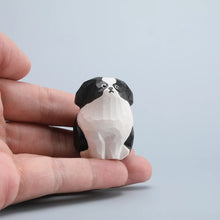 Load image into Gallery viewer, Handmade Wood Carved Border Collie Tiny Figurine-3