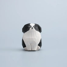 Load image into Gallery viewer, Handmade Wood Carved Border Collie Tiny Figurine-black-6