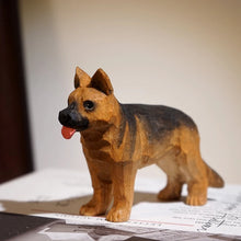 Load image into Gallery viewer, Handmade Wood Carved German Shepherd Small Statue Figurine-80X100X30mm-1