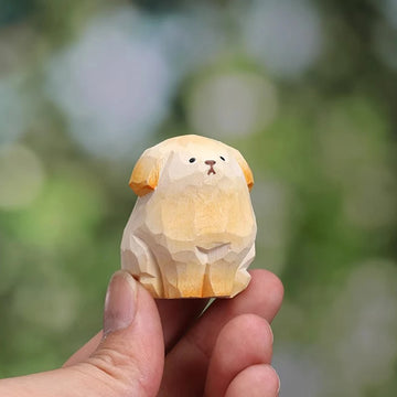 Handmade Wood Carved Golden Retriever Tiny Figurines 4 360x