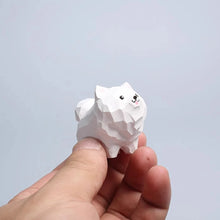 Load image into Gallery viewer, Handmade Wood Carved Samoyed Tiny Figurine-5