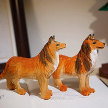 Load image into Gallery viewer, Handmade Wood Carved Sheltie / Collie Small Statue Figurine-3