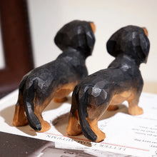 Load image into Gallery viewer, Handmade Wood Carved Smooth Coat Dachshund Small Statue Figurines-18