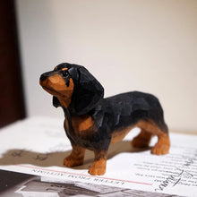 Load image into Gallery viewer, Handmade Wood Carved Smooth Coat Dachshund Small Statue Figurines-19