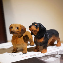 Load image into Gallery viewer, Handmade Wood Carved Smooth Coat Dachshund Small Statue Figurines-2