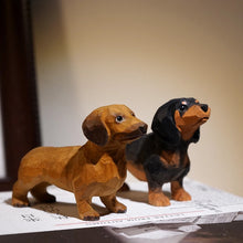 Load image into Gallery viewer, Handmade Wood Carved Smooth Coat Dachshund Small Statue Figurines-5