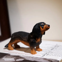 Load image into Gallery viewer, Handmade Wood Carved Smooth Coat Dachshund Small Statue Figurines-65X110X35mm black-1