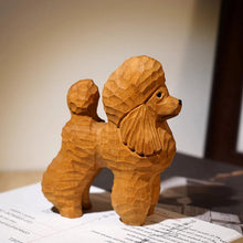 Load image into Gallery viewer, Handmade Wood Carved Standard Poodle Small Statue Figurines-115X100X45mm brown-3