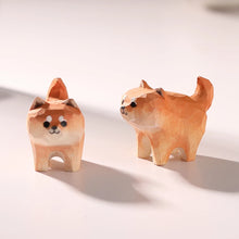 Load image into Gallery viewer, Handmade Wood Carved Standing Shiba Inu Tiny Figurine-3