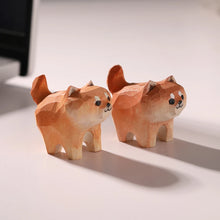 Load image into Gallery viewer, Handmade Wood Carved Standing Shiba Inu Tiny Figurine-6
