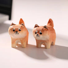 Load image into Gallery viewer, Handmade Wood Carved Standing Shiba Inu Tiny Figurine-1