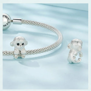 Hanging Maltese Love Silver Charm Bead-Dog Themed Jewellery-Charm Beads, Jewellery, Maltese-ECC2586-CHINA-3