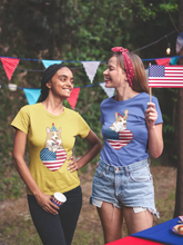 Load image into Gallery viewer, Happy 4th July Corgis Women&#39;s Cotton T-Shirts-Apparel-Apparel, Corgi, Shirt, T Shirt-4