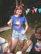 Load image into Gallery viewer, Happy 4th July Corgis Women&#39;s Cotton T-Shirts-Apparel-Apparel, Corgi, Shirt, T Shirt-5