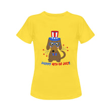 Load image into Gallery viewer, Happy 4th of July Dachshund Women&#39;s T-Shirt-Apparel-Apparel, Dachshund, Dogs, T Shirt-Yellow-Small-5