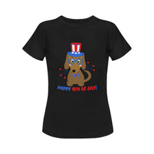 Load image into Gallery viewer, Happy 4th of July Dachshund Women&#39;s T-Shirt-Apparel-Apparel, Dachshund, Dogs, T Shirt-Black-Small-6