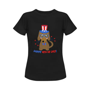 Happy 4th of July Dachshund Women's T-Shirt-Apparel-Apparel, Dachshund, Dogs, T Shirt-Black-Small-6