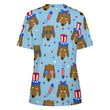 Load image into Gallery viewer, Happy 4th of July Dachshunds All Over Print Women&#39;s Cotton T-Shirt - 4 Colors-Apparel-Apparel, Dachshund, Shirt, T Shirt-13