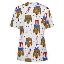 Load image into Gallery viewer, Happy 4th of July Dachshunds All Over Print Women&#39;s Cotton T-Shirt - 4 Colors-Apparel-Apparel, Dachshund, Shirt, T Shirt-16