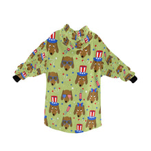 Load image into Gallery viewer, Happy 4th of July Dachshunds Blanket Hoodie for Women-Apparel-Apparel, Blankets-10