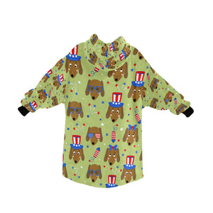 Happy 4th of July Dachshunds Blanket Hoodie for Women-Apparel-Apparel, Blankets-10