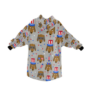 Happy 4th of July Dachshunds Blanket Hoodie for Women-Apparel-Apparel, Blankets-12