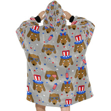Load image into Gallery viewer, Happy 4th of July Dachshunds Blanket Hoodie for Women-Apparel-Apparel, Blankets-13