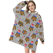 Load image into Gallery viewer, Happy 4th of July Dachshunds Blanket Hoodie for Women-Apparel-Apparel, Blankets-14