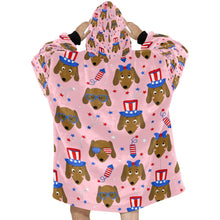 Load image into Gallery viewer, Happy 4th of July Dachshunds Blanket Hoodie for Women-Apparel-Apparel, Blankets-4