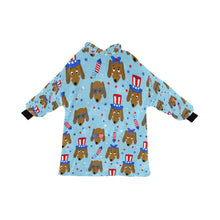 Load image into Gallery viewer, Happy 4th of July Dachshunds Blanket Hoodie for Women-Apparel-Apparel, Blankets-SkyBlue-ONE SIZE-6