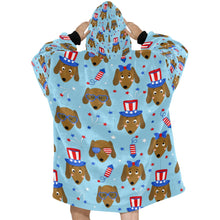 Load image into Gallery viewer, Happy 4th of July Dachshunds Blanket Hoodie for Women-Apparel-Apparel, Blankets-8