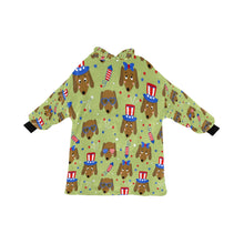 Load image into Gallery viewer, Happy 4th of July Dachshunds Blanket Hoodie for Women-Apparel-Apparel, Blankets-DarkKhaki-ONE SIZE-9