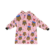 Load image into Gallery viewer, Happy 4th of July Dachshunds Blanket Hoodie for Women-Apparel-Apparel, Blankets-Pink-ONE SIZE-1