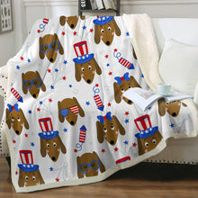 Load image into Gallery viewer, Happy 4th of July Dachshunds Soft Warm Fleece Blanket-Blanket-Blankets, Dachshund, Home Decor-8