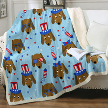 Load image into Gallery viewer, Happy 4th of July Dachshunds Soft Warm Fleece Blanket-Blanket-Blankets, Dachshund, Home Decor-9