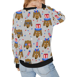 Happy 4th of July Dachshunds Women's Sweatshirt-Apparel-Apparel, Dachshund, Sweatshirt-11