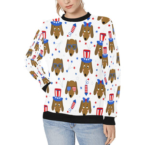 Happy 4th of July Dachshunds Women's Sweatshirt-Apparel-Apparel, Dachshund, Sweatshirt-White-XS-1