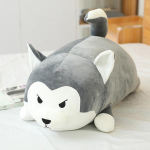 image of an adorable husky plush toy pillow