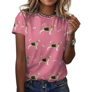 Happy Beagle Love All Over Print Women's Cotton T-Shirt - 4 Colors-Apparel-Apparel, Beagle, Shirt, T Shirt-3