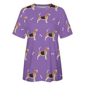 Happy Beagle Love All Over Print Women's Cotton T-Shirt - 4 Colors-Apparel-Apparel, Beagle, Shirt, T Shirt-8