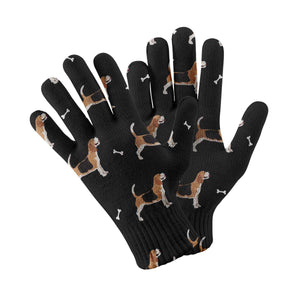 Happy Beagle Love Touch Screen Gloves - 4 Colors-Accessories-Accessories, Beagle, Dog Dad Gifts, Dog Mom Gifts, Gloves-Black-2