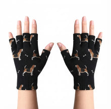 Load image into Gallery viewer, Happy Beagle Love Touch Screen Gloves - 4 Colors-Accessories-Accessories,Beagle,Dog Dad Gifts,Dog Mom Gifts,Gloves-Black-Fingerless Gloves-2