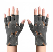 Load image into Gallery viewer, Happy Beagle Love Touch Screen Gloves - 4 Colors-Accessories-Accessories,Beagle,Dog Dad Gifts,Dog Mom Gifts,Gloves-Gray-Fingerless Gloves-3