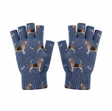 Load image into Gallery viewer, Happy Beagle Love Touch Screen Gloves - 4 Colors-Accessories-Accessories,Beagle,Dog Dad Gifts,Dog Mom Gifts,Gloves-Navy-Fingerless Gloves-1