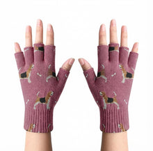Load image into Gallery viewer, Happy Beagle Love Touch Screen Gloves - 4 Colors-Accessories-Accessories,Beagle,Dog Dad Gifts,Dog Mom Gifts,Gloves-Rose gold-Fingerless Gloves-4