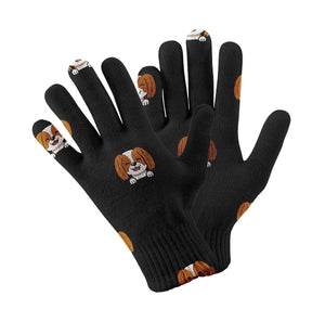 Happy Cavalier Charm Love Touch Screen Gloves-Accessories-Accessories, Dog Dad Gifts, Dog Mom Gifts, Gloves-Black-5