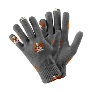 Happy Cavalier Charm Love Touch Screen Gloves-Accessories-Accessories, Dog Dad Gifts, Dog Mom Gifts, Gloves-Gray-4