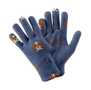 Happy Cavalier Charm Love Touch Screen Gloves-Accessories-Accessories, Dog Dad Gifts, Dog Mom Gifts, Gloves-Navy-3